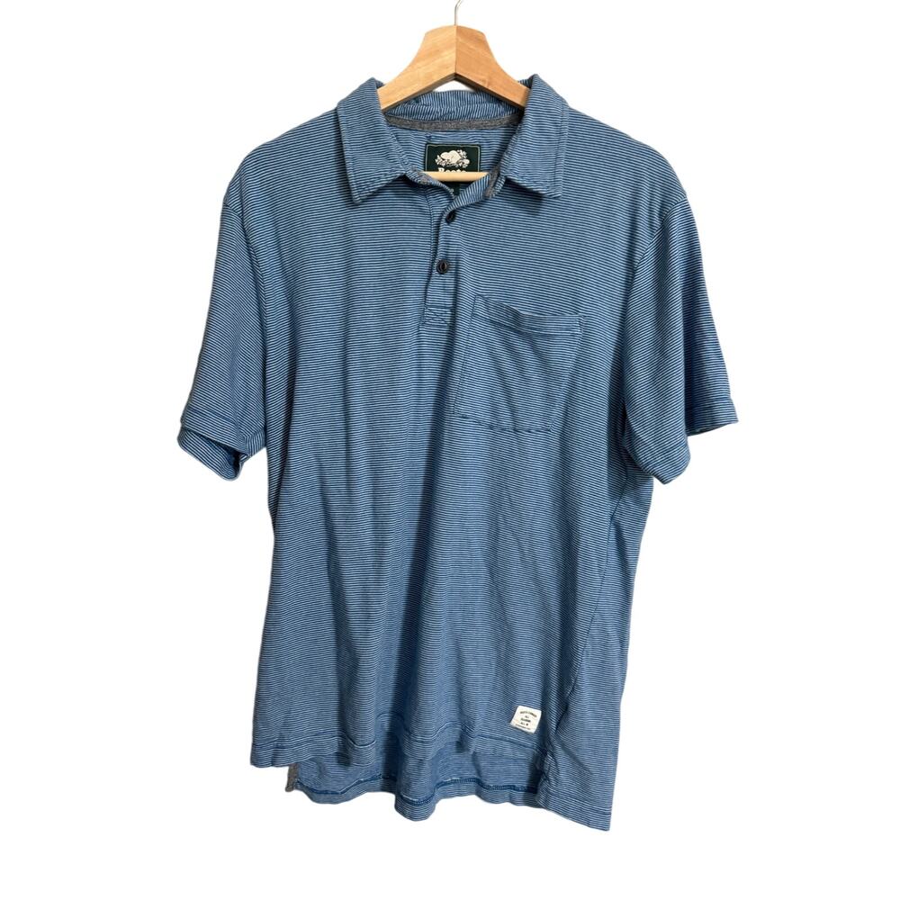 ROOTS Canada Blue Striped Polo Large